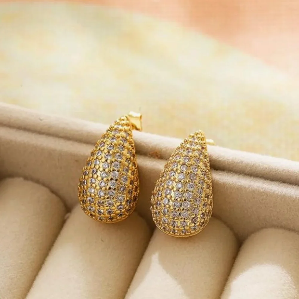 NEW! Chunky Gold Stud Teardrop Earrings